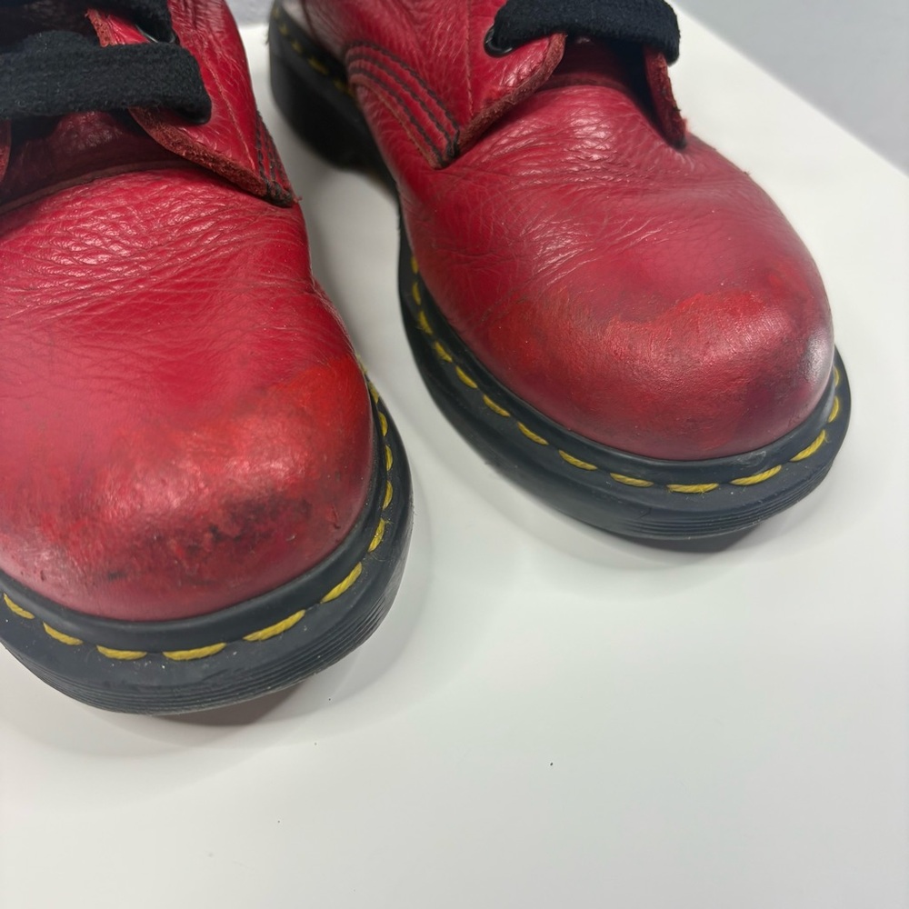 Doc Martens Red Leather Zippered Boots - Picture 9 of 11